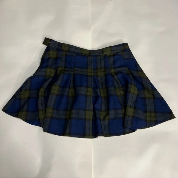 H&M Blue Green Pleated Mini Skater Skirt - Picture 6 of 9